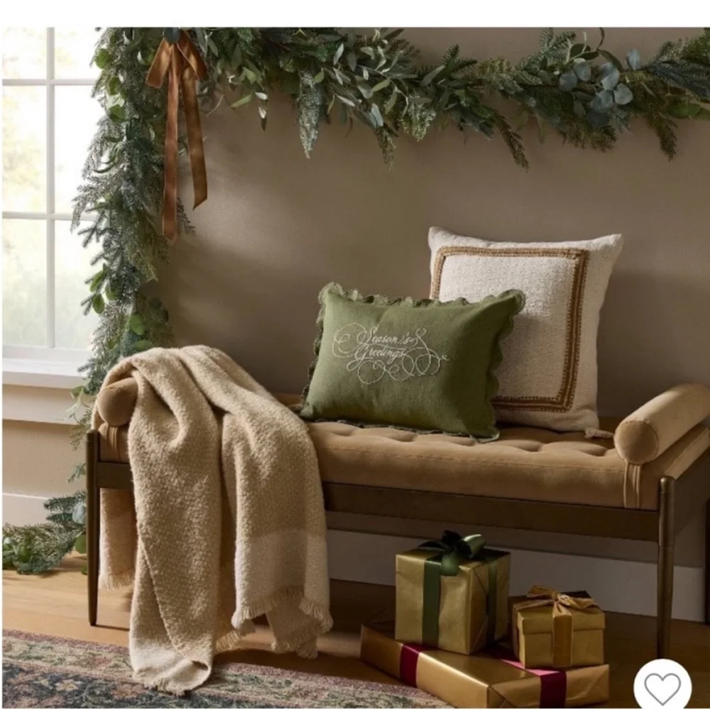 Studio McGee Green Holiday Pillow. 14” x  20”